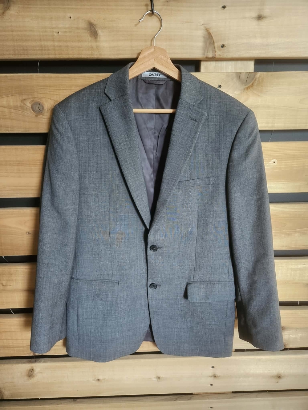 DKNY Men's Gray Two-Button Sport Coat Blazer And Pants